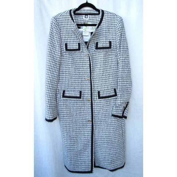 Anne Klein Women's Tweed Collarless Long Black/White Jacket / Size 4 / NWT - Picture 6 of 8
